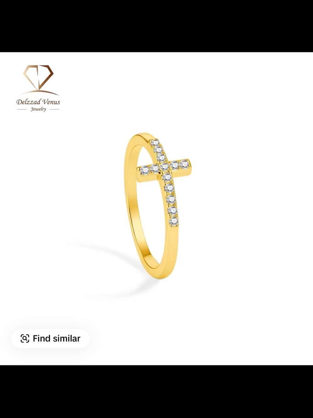 Shines beautifully Gold Cross Ring with Crystals - Women's Jewelry